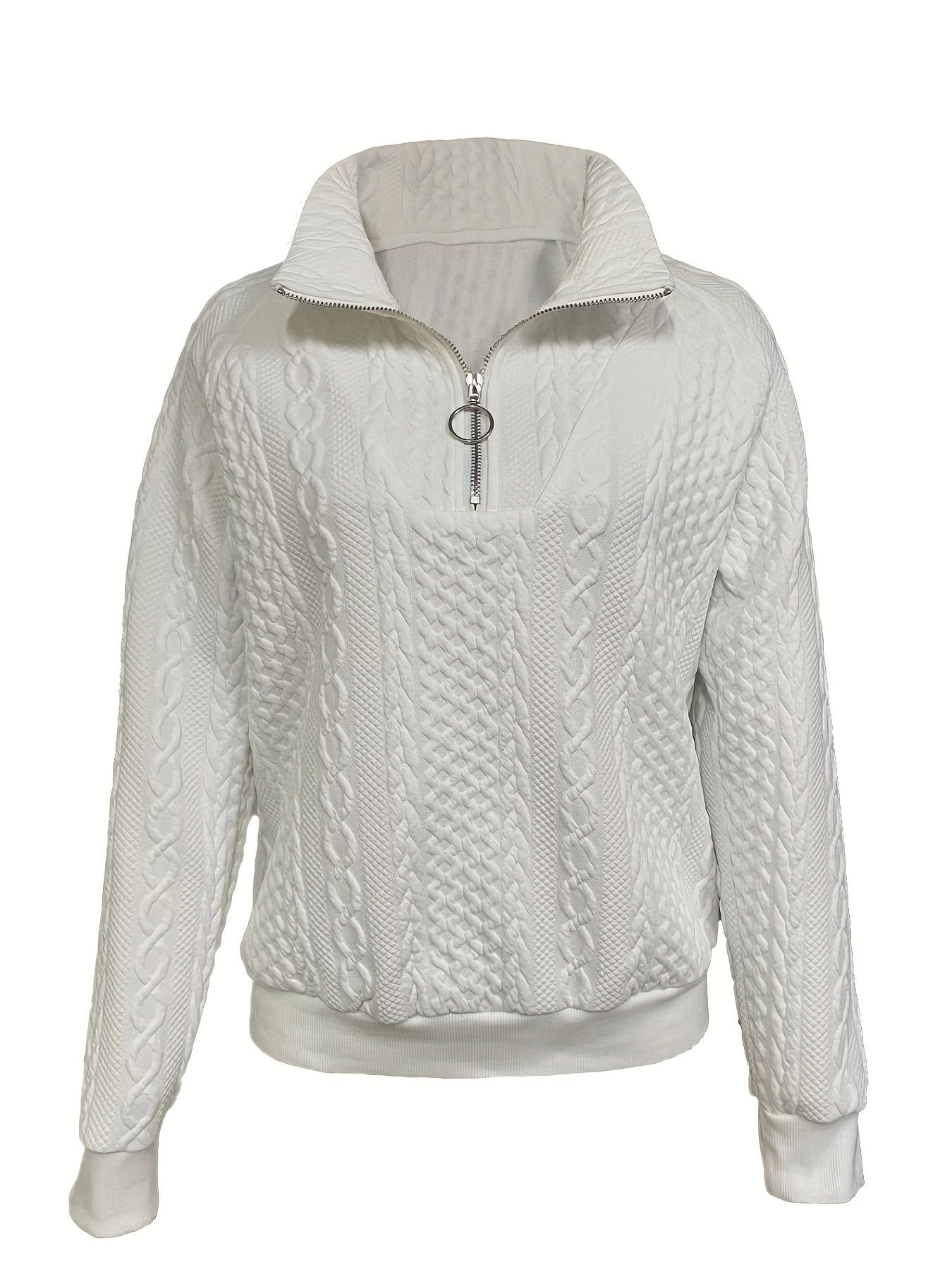 Textured Quarter Zip Sweatshirt Turtle Neck