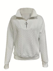 Textured Quarter Zip Sweatshirt Turtle Neck