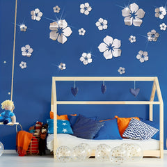3D Flower DIY Wall Decoration Silvery