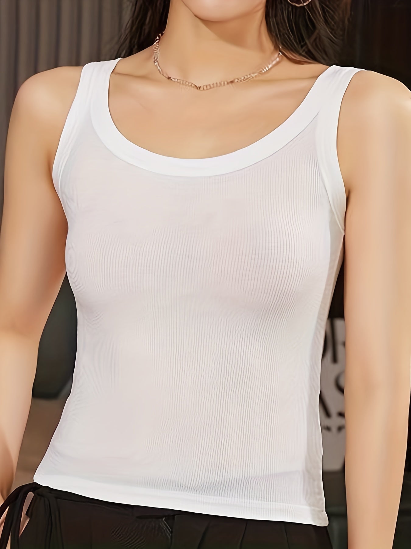 Ribbed Tank Top Sleeveless Crew Neck Women's Lingerie
