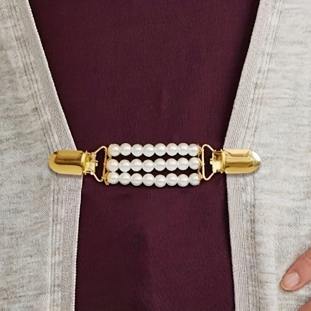 Faux Pearl Buckle Cardigan Clip Vintage Scarf Pin