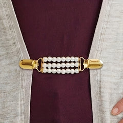 Faux Pearl Buckle Cardigan Clip Vintage Scarf Pin