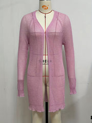 Open Front Solid Cardigan Long Sleeve Cardigan for Women