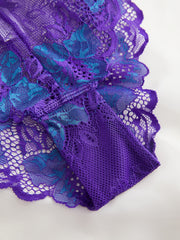 5pcs Floral Lace Trim Briefs Comfy Breathable Stretchy Intimates Panties