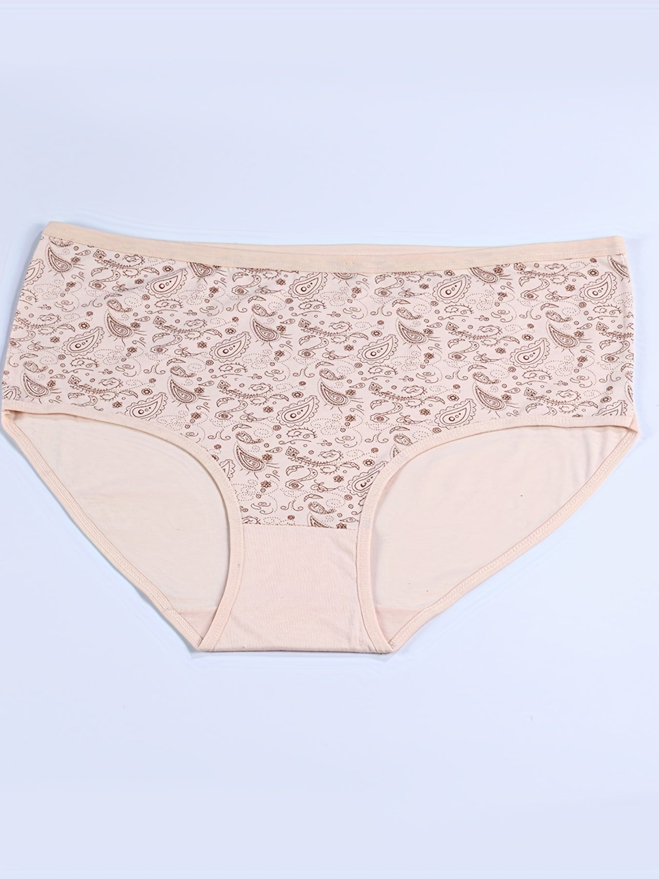 4 Pack Plus Size Boho Underwear Set Women's Paisley Print Soft Panty Set