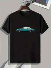 Vintage Car Pattern Print Men's Comfy Sports T shirt Graphic Tee