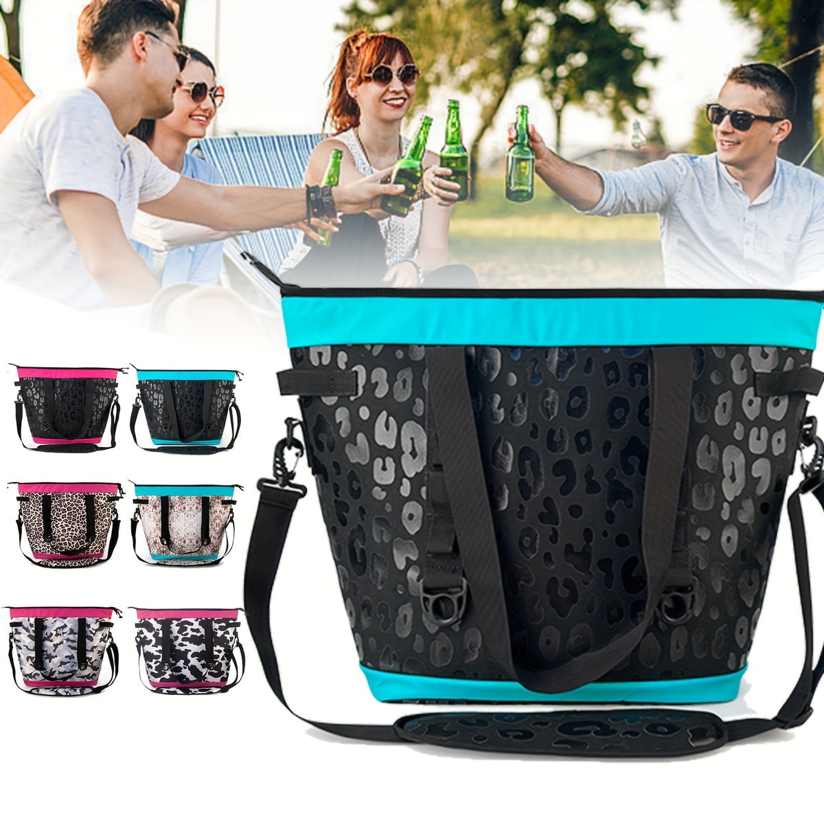 Leopard Print Ice Bag Large Capacity Crossbody Insulation Bag