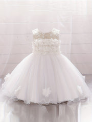 Hollow Out Flower Applique Princess Dress
