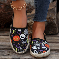Women's Halloween Slip-On Walking Shoes Ghost Pumpkin Skull