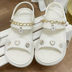 Women's Double Strap Charms Clogs Open Toe Wedge Slide Sandals