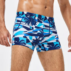 Men's Quick Dry Boxer Swim Trunks with Palm Tree Graphic