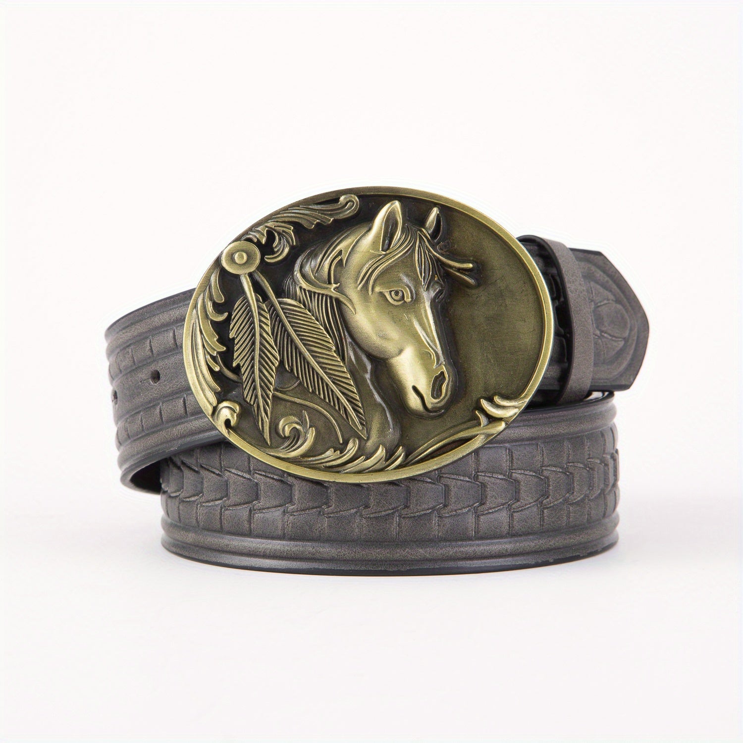 Embossed Punk Style Western Cowboy Leather Belt