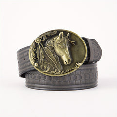 Embossed Punk Style Western Cowboy Leather Belt
