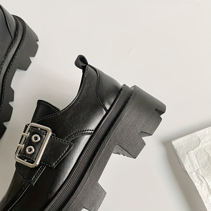 Women's Platform Loafers Retro Round Toe Shoes