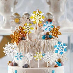 3pcs Snowflake Cake Toppers Birthday Party Decoration
