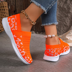 Leopard Print Slip on Sneakers for Women, Non-Slip Walking Shoes