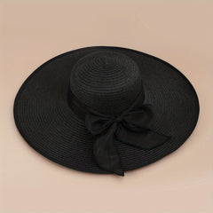 Oversized Brim Straw Hat Sun Protection Big Brim Hat Seaside Bow Beach Hat