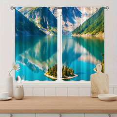 Mountain And Lake Island Curtain Tapestries Peach Skin Blankets