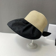 Embossed Sun Hat Wide Brim Solid Stitching Summer Visor Hat