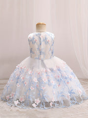 Baby Girls Floral Embroidery Sleeveless Dress