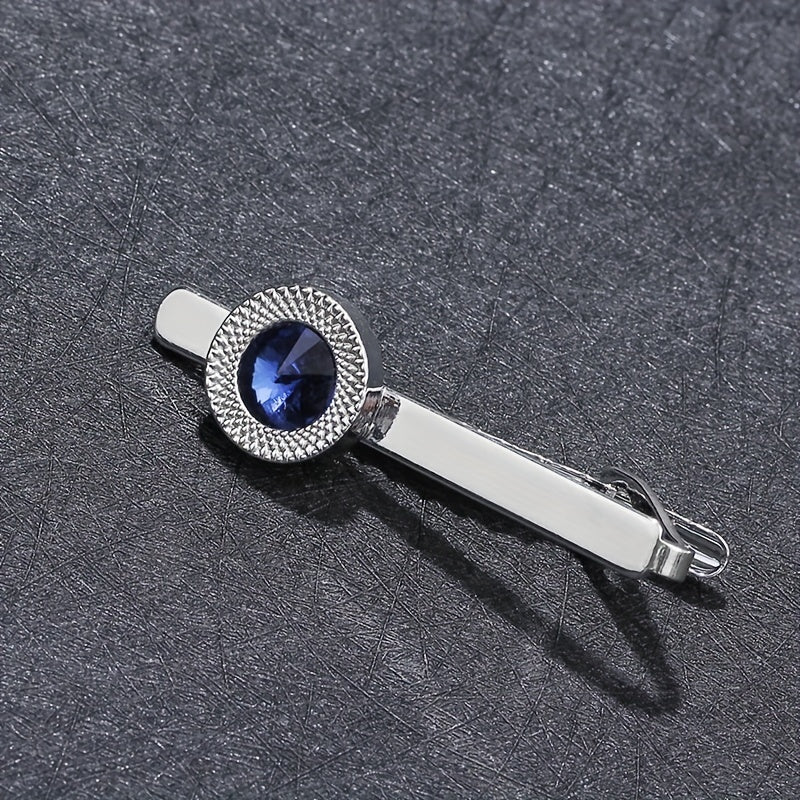 Round Zircon Collar Clip Shirt Suit Tie Clip For Men