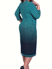 Ombre Geometric Print Bodycon Midi Dress