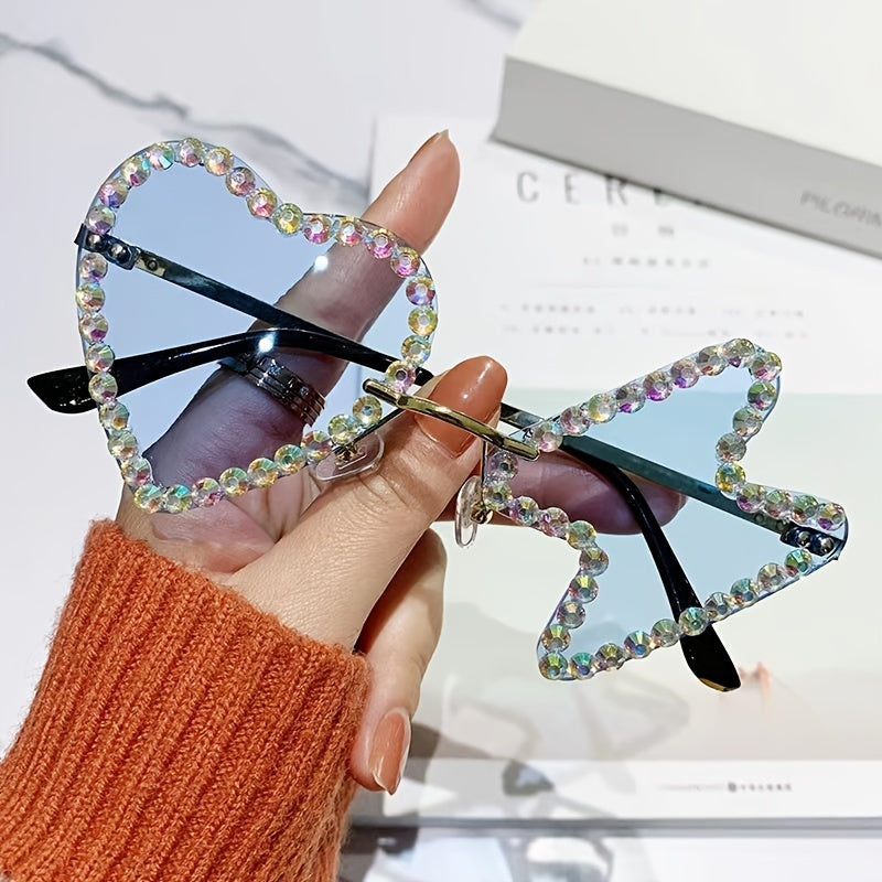 Children's Rhinestone Heart & Hourglass Shape Sunglasses