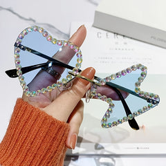 Children's Rhinestone Heart & Hourglass Shape Sunglasses