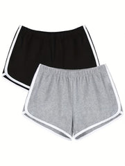 Colorblock Trim Lounge Bottoms Elastic Waistband Shorts