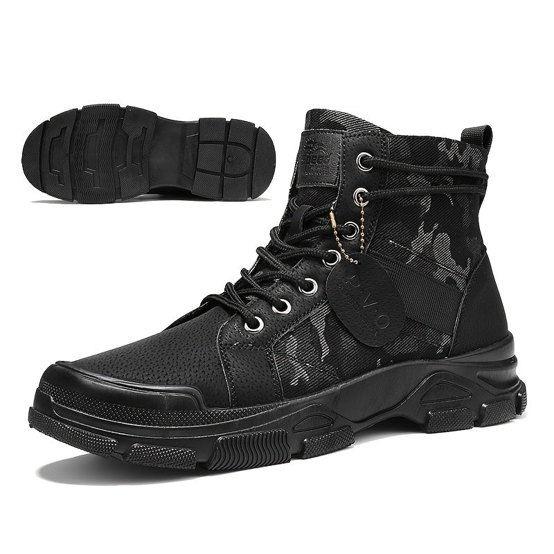 Men's Combat Boots Lace-up Army Shoes Rugged Look