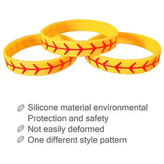 15 Silicone Baseball Bracelet Softball Bangle Wristband Sport Gift