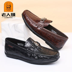Crocodile Embossed Leather Slip On Dress Shoes for Men