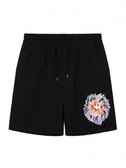 Men's Floral Smile Graphic Athletic Shorts Drawstring Fitness Gym Outdoor