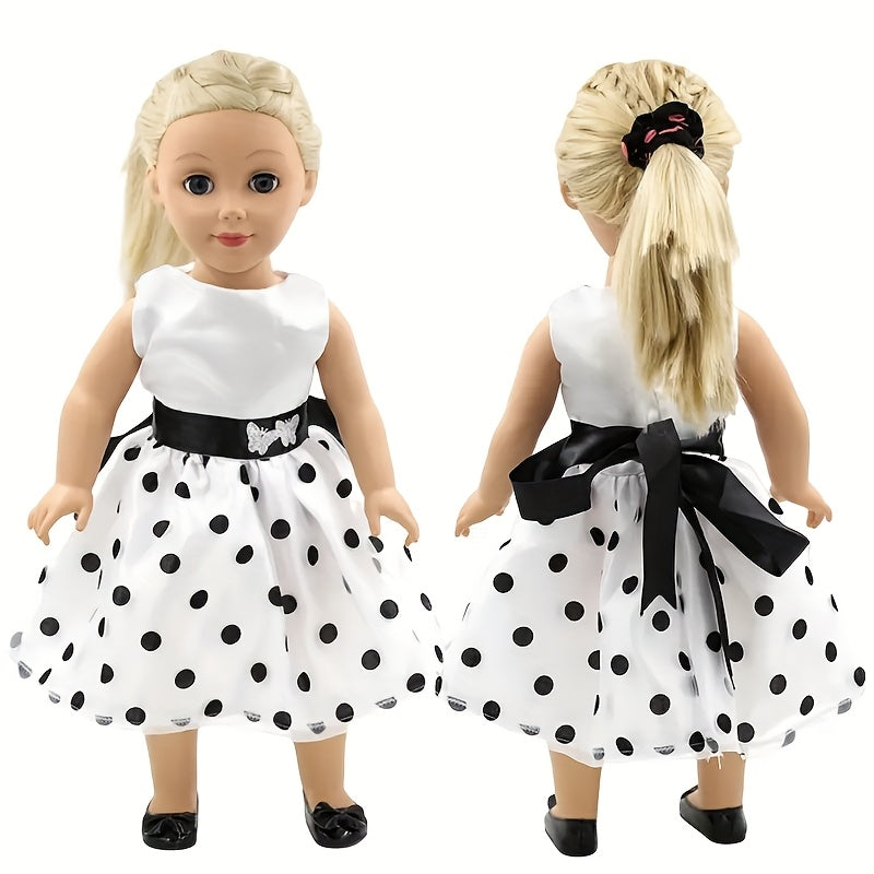 18in Doll Clothing Dress - Polka Dot Skirt, Bow Tie - Fits 18 inch Dolls
