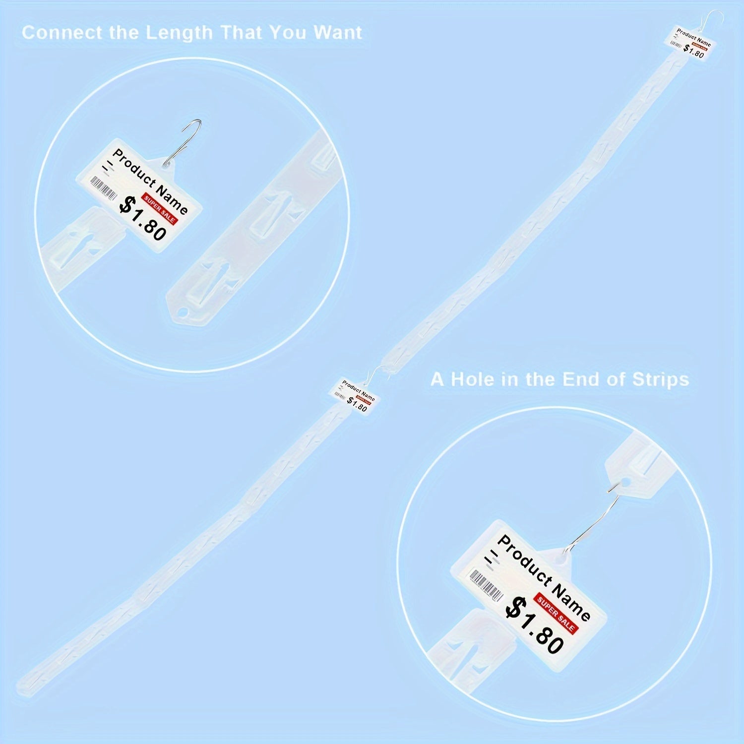 10pcs Hanging Display Strips with Hooks and Label Header