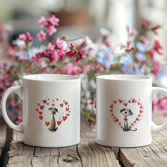 12pcs UV DTF Couple Dog Transfer Stickers Romantic Dogs in Love Hearts Couples