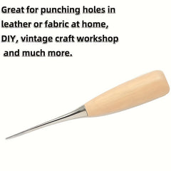 Awl Tool Wooden Handle Scratch Awl Tool Pin Punching For Leather Sewing Craft