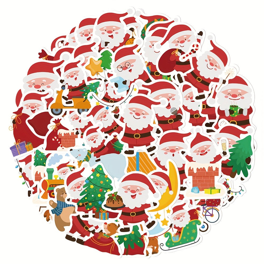 50pcs Santa Stickers Waterproof Christmas Gift for Laptop Journal Computer