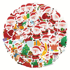 50pcs Santa Stickers Waterproof Christmas Gift for Laptop Journal Computer