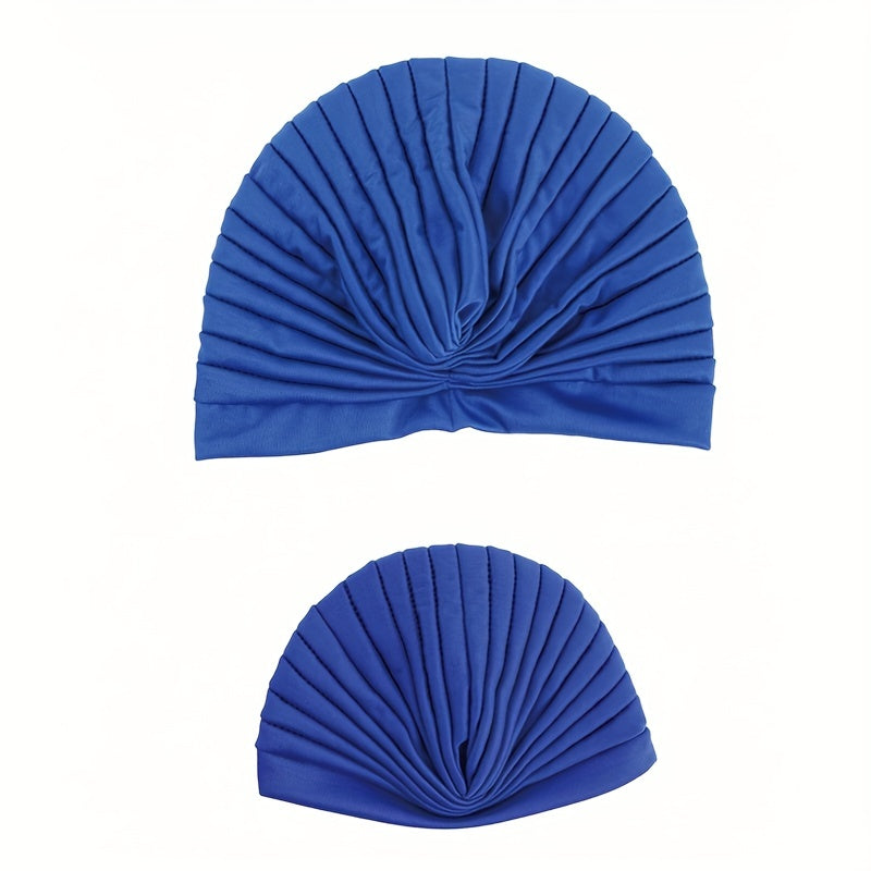 2pcs Flower Decor Turban Cap Bowknot Head Wrap Hijab Cap