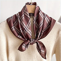 Plaid Print Bandana Classic British Style Shawl Casual Square Scarf