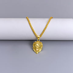 Lion Head Charm Necklace Hip Hop Sculptural Pendant Chain Necklace