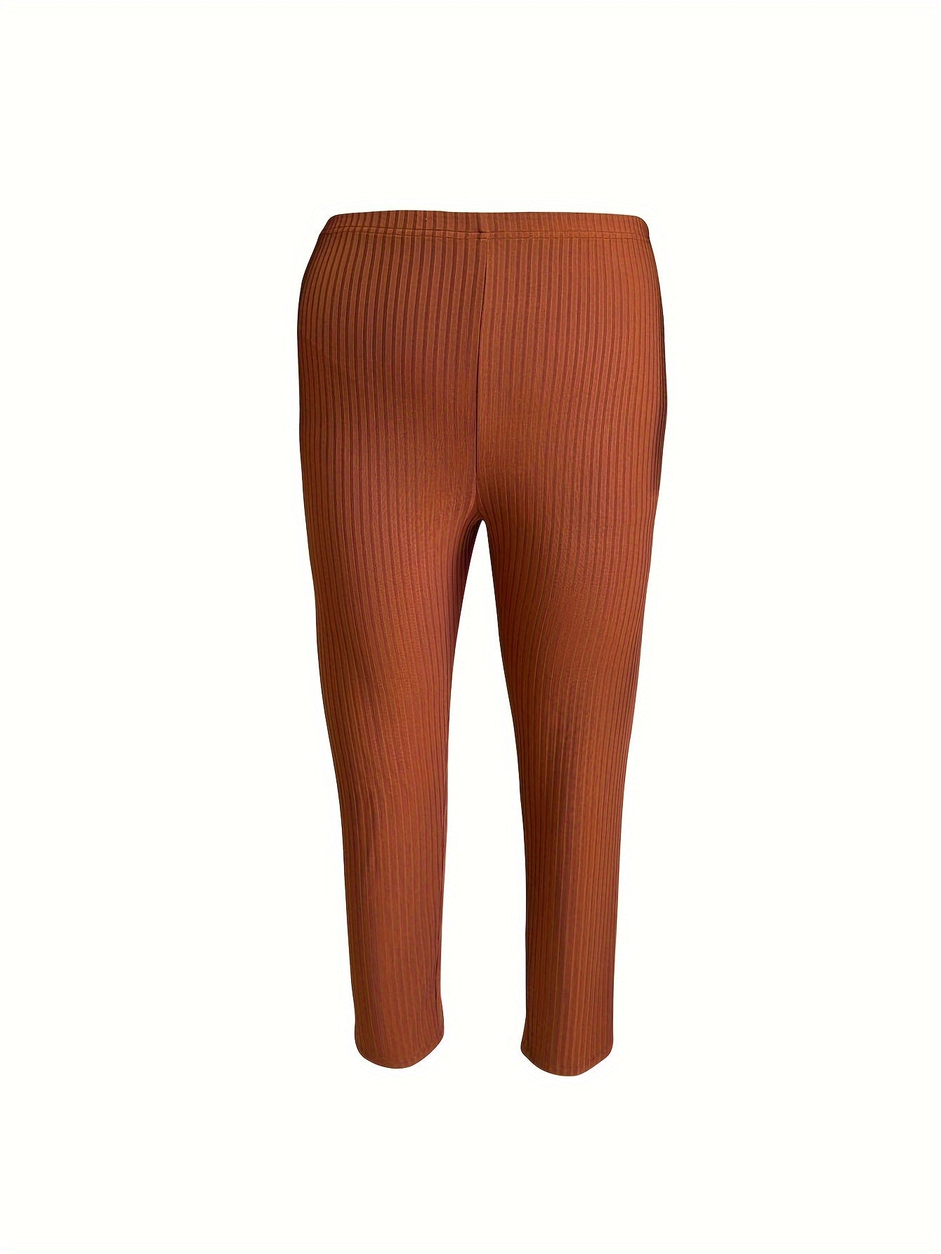 Ribbed Knit Lounge Set V Neck Top & Pants Pajama Set