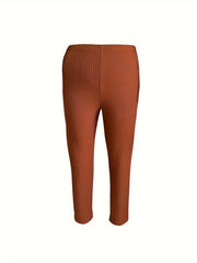 Ribbed Knit Lounge Set V Neck Top & Pants Pajama Set