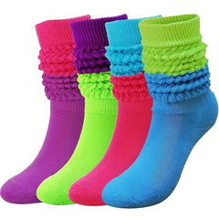 Colorful Warm Slouch Socks for Women - Chunky Knit Scrunchie Socks