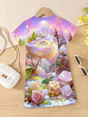Flower Fairy Land Graphic Dress Girls Summer Gift