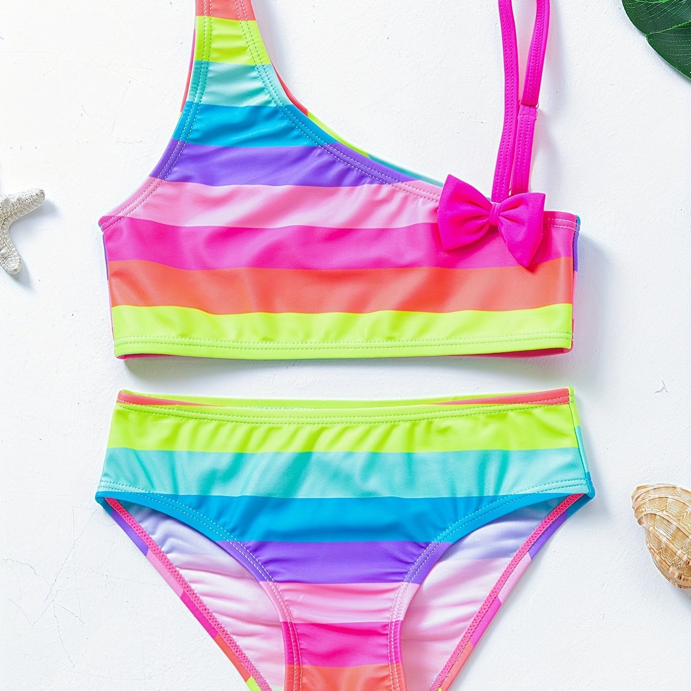 Toddler Girls Colorful Striped Bikini Tankini Swimsuit Set