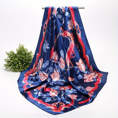 Butterfly Flower Print Satin Scarf Bandana Shawl