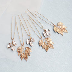 6pcs Leaf & Rhinestone Hair Pin Wedding Hair Accessory