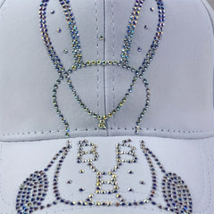 Rhinestone Rabbit Baseball Cap Sun Hat for Women